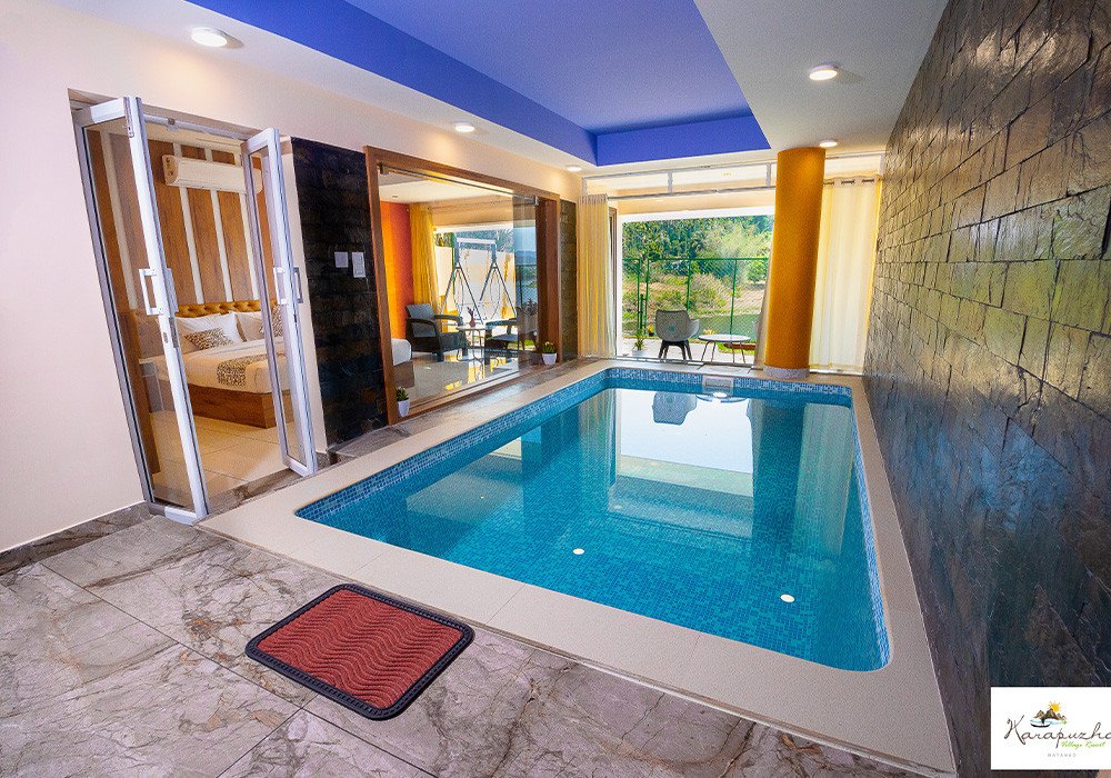 Private plunge pool villa at Karapuzha Village Resort